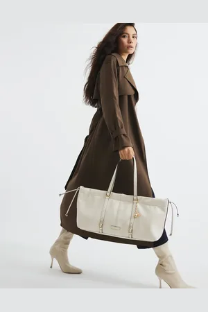 River Island East west tote scrunch bag in cream