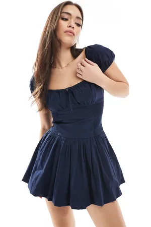 Hollister Shirred bust drop waist bubble skort dress in