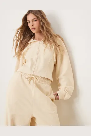 ASOS Seam detail co-ord zip through hoodie in buttermilk