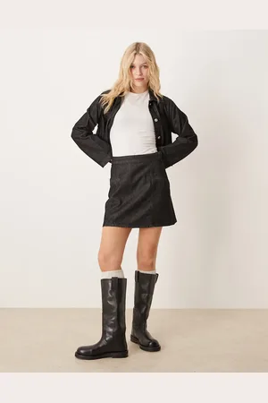 ASOS Denim tailored mini skirt with seam details in