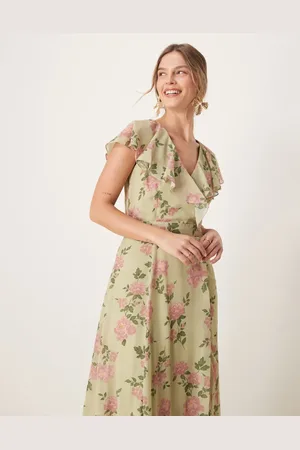 ANAYA Floral print cape sleeve maxi dress in