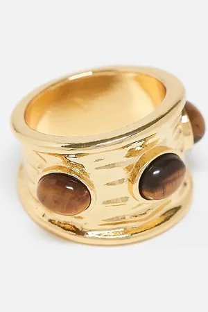 ASOS 14k plated ring with real tigers eye semi precious stone design