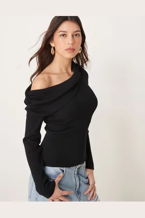 Abercrombie & Fitch Button through top with collar in black