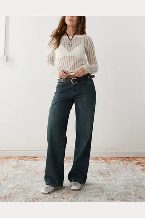 Weekday Ample low waist baggy fit jeans in dark wash