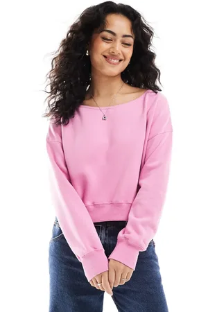 Hollister Off shoulder boyfriend sweat top in pink