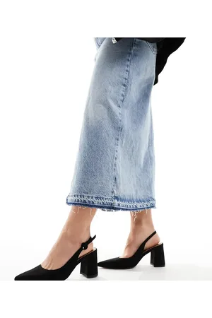 ASOS Wide Fit Sutton slingback mid block heeled shoes in suedette