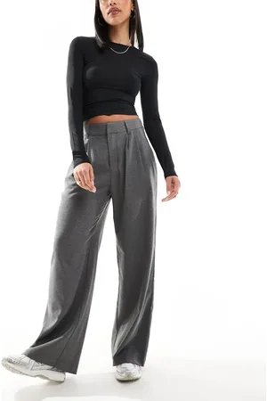 Hollister High rise tailored trouser in charcoal