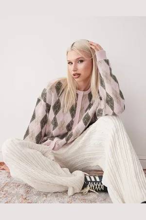 Reclaimed Boxy cardigan in argyle print