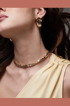 Topshop Nate triple block necklace in tone