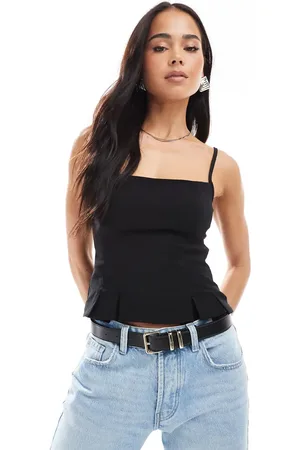 Bershka Straight neck tailored corset top in