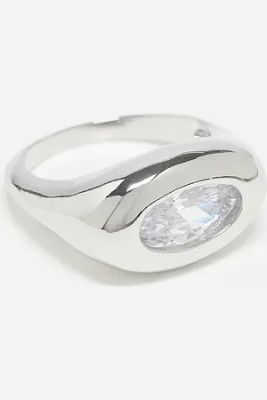ASOS Molten signet ring with crystal in tone