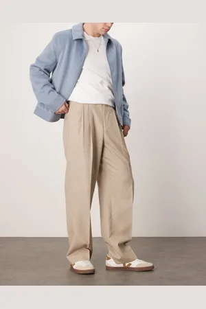 ASOS Smart wide leg trousers in stone texture
