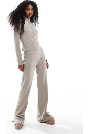 Miss Selfridge Soft touch rib split hem flare trouser co ord