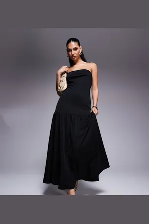 Kaiia Exclusive bandeau dropped waist maxi dress in