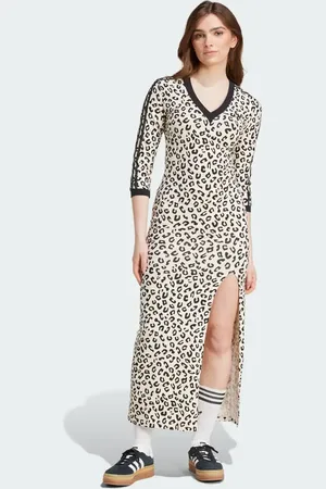 adidas Leopard 3-stripes maxi dress in
