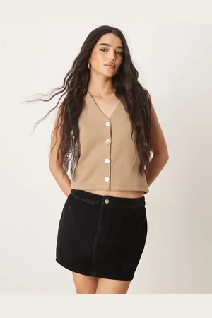 ASOS Flocked denim mini skirt in