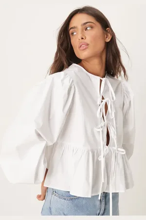 Glamorous Bow detail puff sleeve blouse in