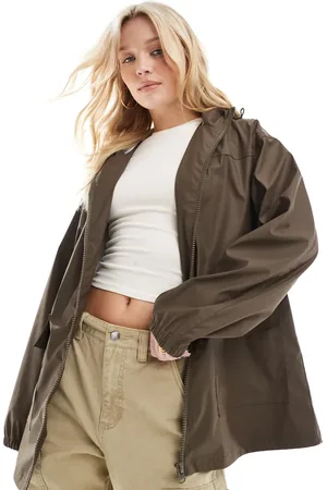 ASOS Rubberised rain coat in chocolate