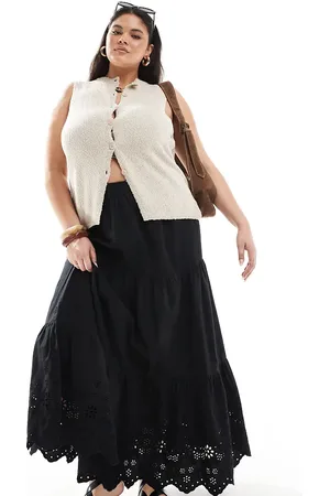 ASOS ASOS DESIGN Curve cutwork cotton maxi skirt in