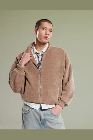 ASOS Oversized waffle funnel neck jacket in