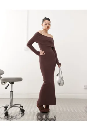 Princess Polly Knitted extreme foldover bardot bodycon maxi dress in