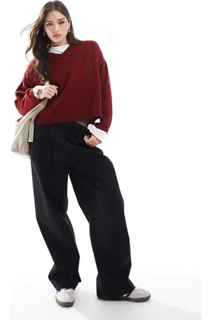 ASOS Exaggerated pull on wide leg trouser in washed