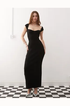 Princess Polly Sweetheart neck cap sleeve ribbed knit bodycon maxi dress in