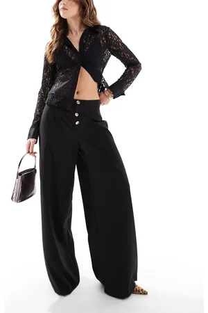 ASOS Tailored high waisted wide leg trouser with trims in