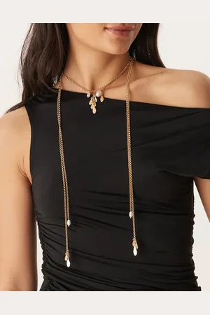 ASOS Multirow necklace with long tassel detail in tone