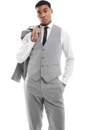 ASOS Slim suit waistcoat with wool in barleyweave