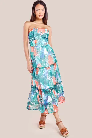 Goddiva Boobtube printed maxi in jungleprint