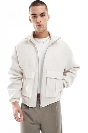 Bershka Harrington tailored jacket in ecru