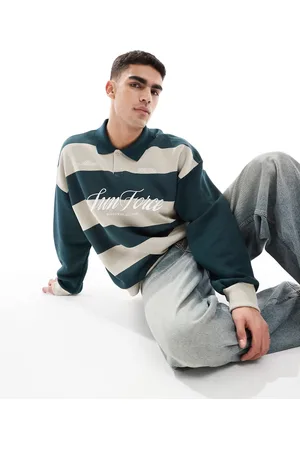 Bershka Stripe rugby sweatshirt in