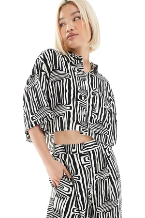 ASOS Cropped shirt co-ord in mono print