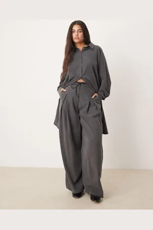 ASOS Pleated wide leg trousers with tie in co-ord
