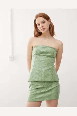 Amy Lynn Johanna faux leather bandeau top co-ord in snake print