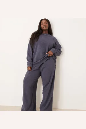 ASOS ASOS DESIGN Curve co-ord oversized wide leg jogger in washed navy