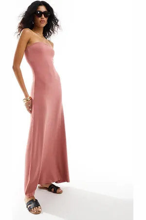 ASOS Maxi dress bandeau with full hem in raspberry
