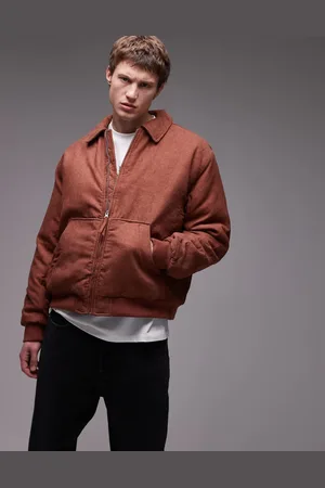 Topman Relaxed fit cord bomber jacket in rust