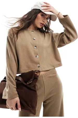 Miss Selfridge Soft rib cardigan in beige
