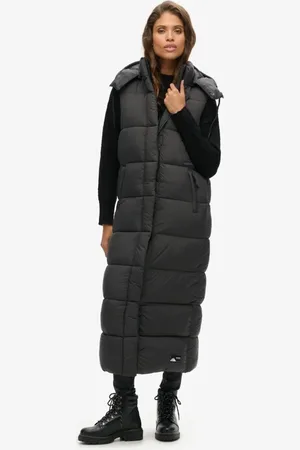 Superdry Hooded ripstop longline gilet in grid