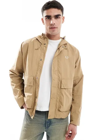 Fred Perry Cropped fishing parka jacket in beige