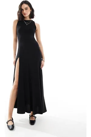 Stradivarius Split hem midi maxi dress in