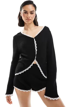 Miss Selfridge Lace trim cardigan co ord