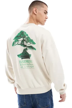 Only & Sons Oversized sweat with harmony back print in cream