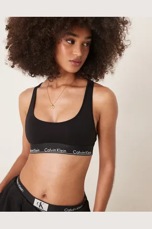 Calvin Klein Modern cotton logo tape bralette in black