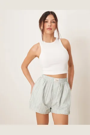 Free People Day to day striped boxer shorts in pale