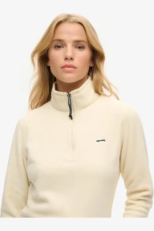 Superdry Polar fleece half zip jumper in oatmeal beige