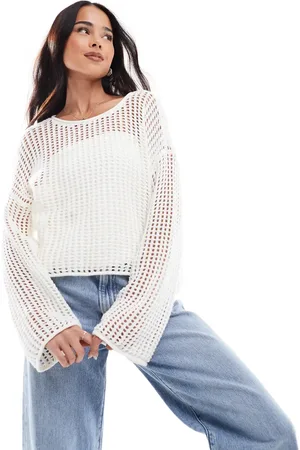 Vans Mila open knit crop crew top in