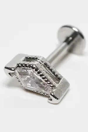 Kingsley Ryan 6mm diamond shaped labret ear piercing in stainless steel